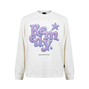 Remedy 美式复古字母印花长袖T恤男女秋季潮牌休闲宽松情侣上衣