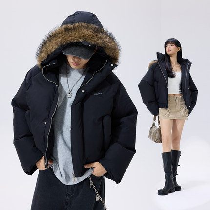 Remedy 毛领连帽棉服外套男女秋冬美式复古加厚派克服面包服棉衣