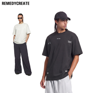 Remedy T恤男女美式 基础款 宽松圆领上衣体恤 夜光印花字母短袖