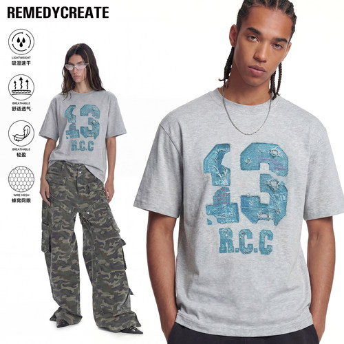 Remedy 美式街头潮牌短袖T恤男女夏季7A抗菌速干宽松半袖体恤上衣