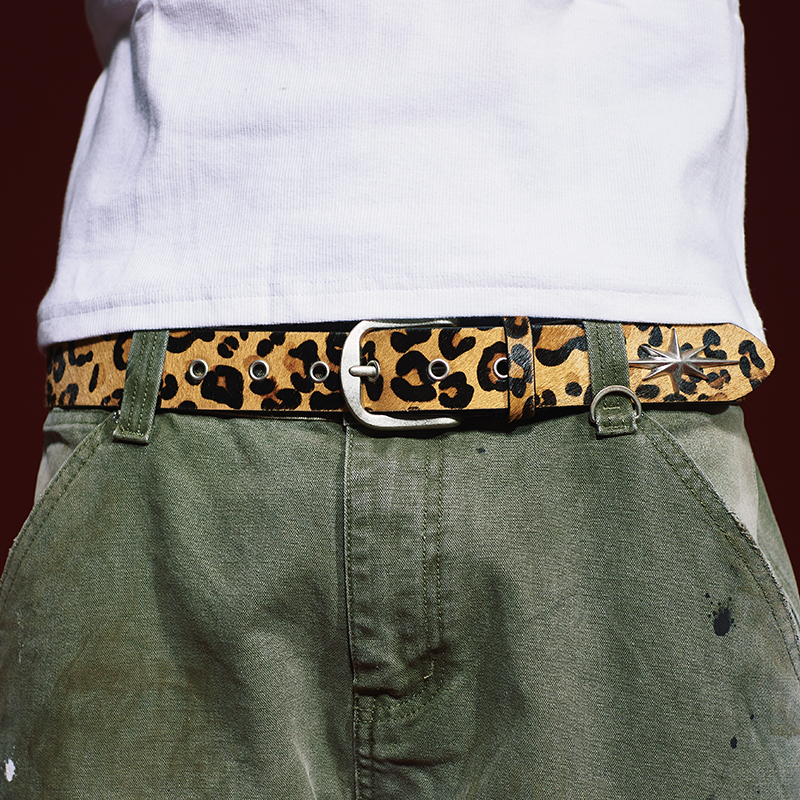 Remedy豹纹马毛真皮皮带