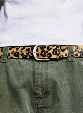 Remedy国潮原创设计金属八芒星斑马纹豹纹真马毛皮带腰带男女潮牌