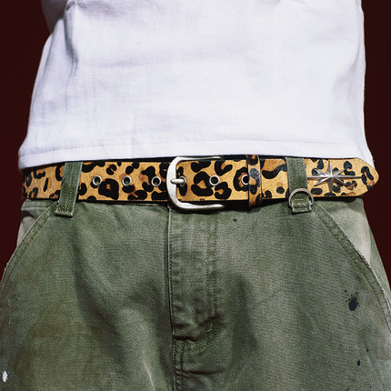 Remedy国潮原创设计金属八芒星斑马纹豹纹真马毛皮带腰带男女潮牌