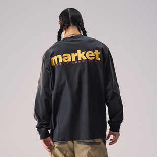 复古潮牌宽松长袖 Remedy 皲裂印花字母体恤美式 新款 T恤男 国潮秋季