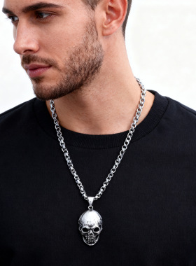 复古空眼骷髅头钛钢吊坠男女同款