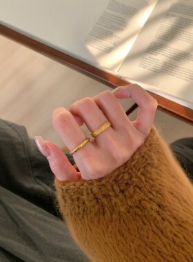 复古轻奢铝合金戒指女百搭时尚个性简约气质S925镀银小众指环叠戴