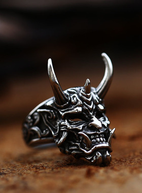 般若面具骷髅男士钛钢戒指