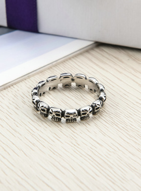 复古骷髅头钛钢洗水不掉色指环