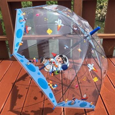 新款航天员加厚大童卡通透明雨伞