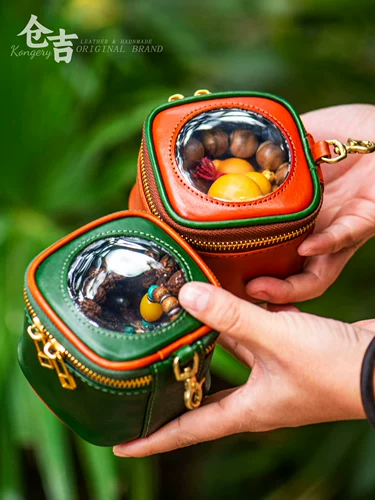 Космический кожаный браслет из грецкого ореха ручной работы, помада, сумка-органайзер