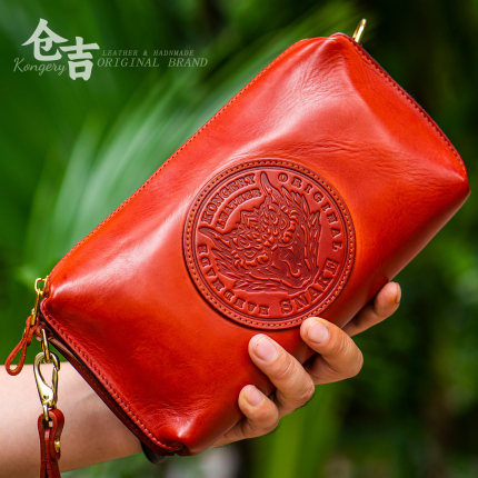 【蟒聚财渊】蛇年限量单肩手拿包！仓吉手工牛皮斜挎包手抓包钱包