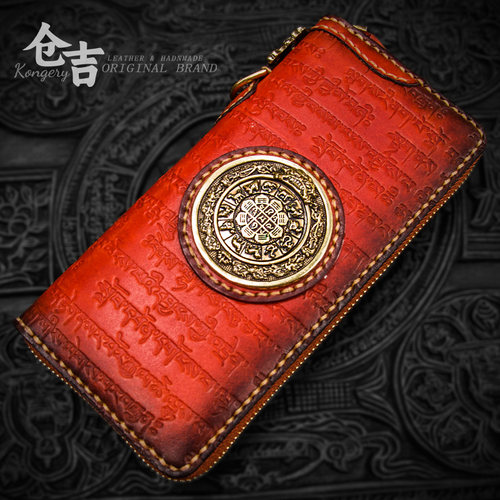 仓吉手工男长款复古牛皮财布钱包