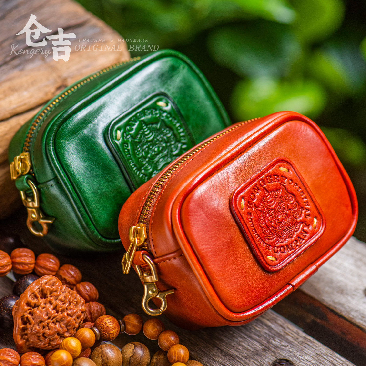 【貔貅藏宝】零钱收纳包仓吉手工头层牛皮真皮橄榄核桃手串文玩包