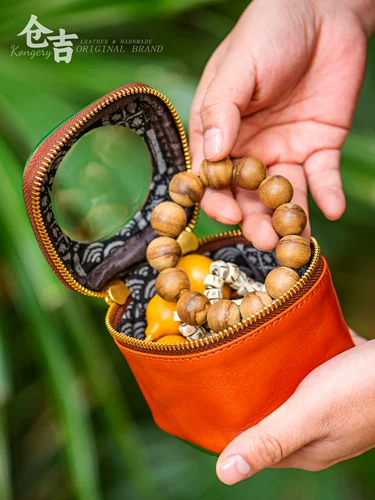 Космический кожаный браслет из грецкого ореха ручной работы, помада, сумка-органайзер