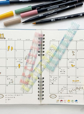 日本VANCO 手账插画绘图用镂空模板尺直尺15cm小鸟边框尺可爱学生