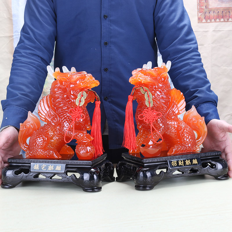 大号麒麟摆件一对装饰品