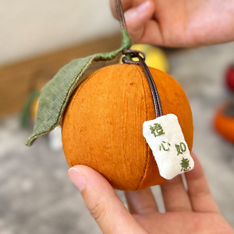 指间非遗鲁绣diy手工拼布制作水果橙子布艺绣材料包摆件创意礼物