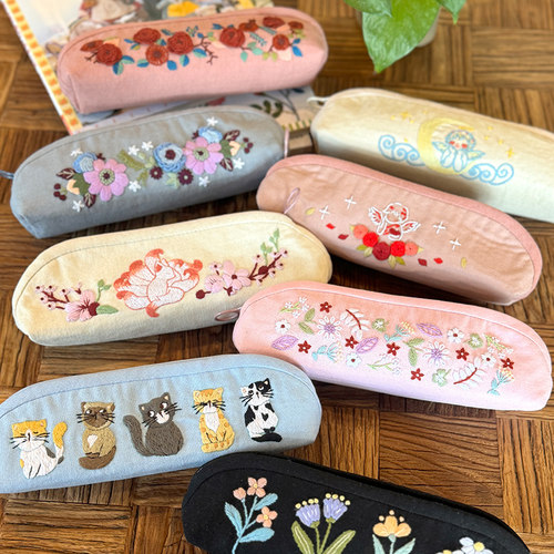 指间非遗鲁绣diy手工自绣笔袋材料包刺绣立体绣花颜值容量大布艺