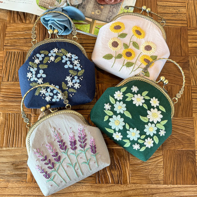 指间鲁绣非遗手工刺绣口金包diy材料包布艺绣品初级入门立体绣花