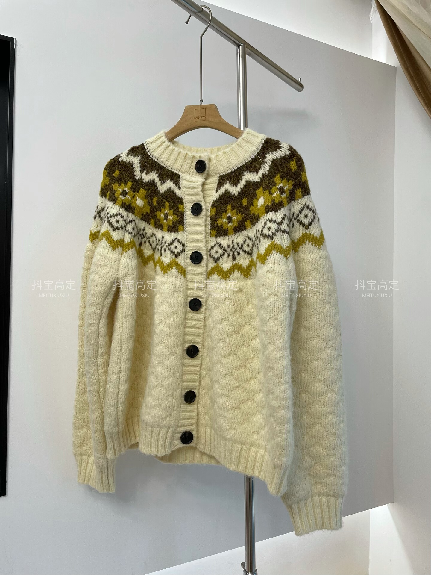 厚实费尔岛毛衣开衫女2025秋冬新款时尚复古百搭宽松圆领针织衫