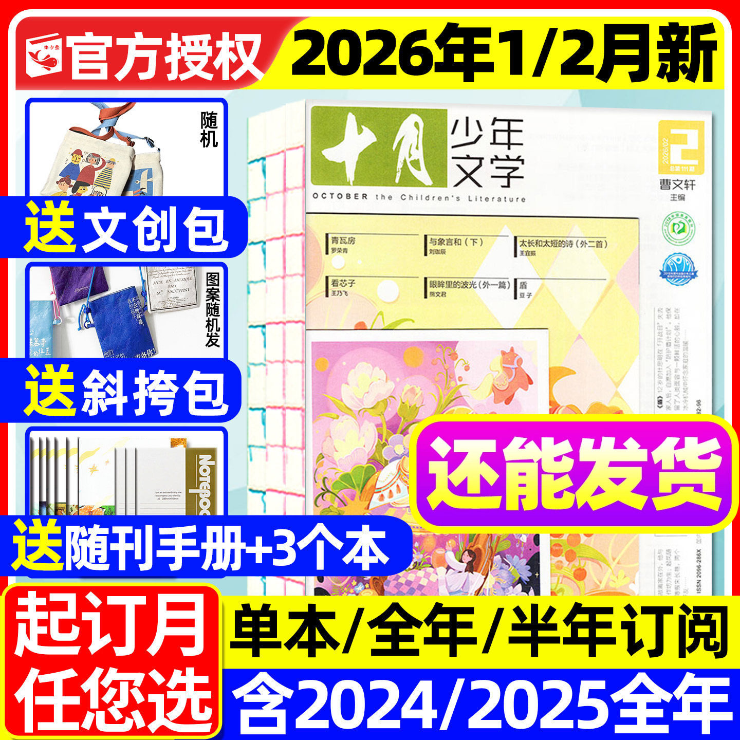 十月少年文学杂志2026年1/2月【全年/半年订阅/2025年1-12月】青少年读者校园意林少年版作文与考试书籍2024年过刊