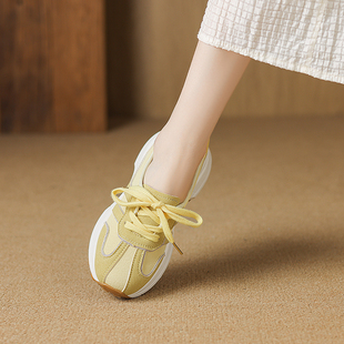 老爹鞋女款2025新款夏季显脚小厚底阿甘鞋轻便软底超轻运动鞋爆款