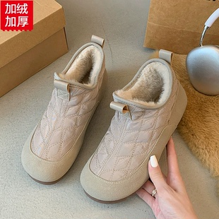 女2025秋冬加绒保暖一脚蹬妈妈鞋 中老年棉鞋 高帮老北京布鞋 冬季