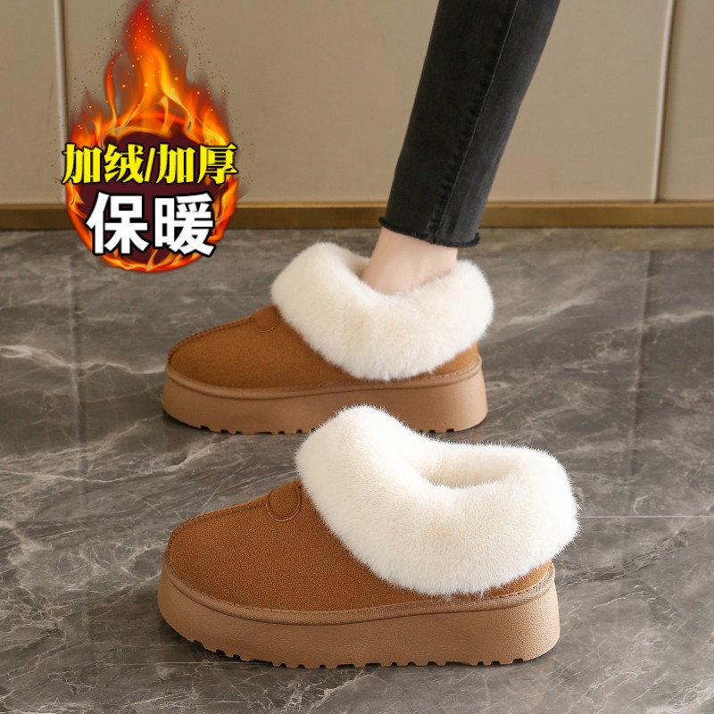一体短靴加绒加厚保暖棉鞋34