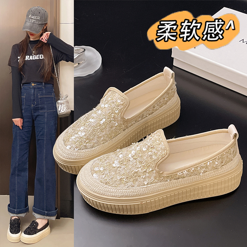 厚底乐福鞋夏软底单鞋时尚帆布鞋