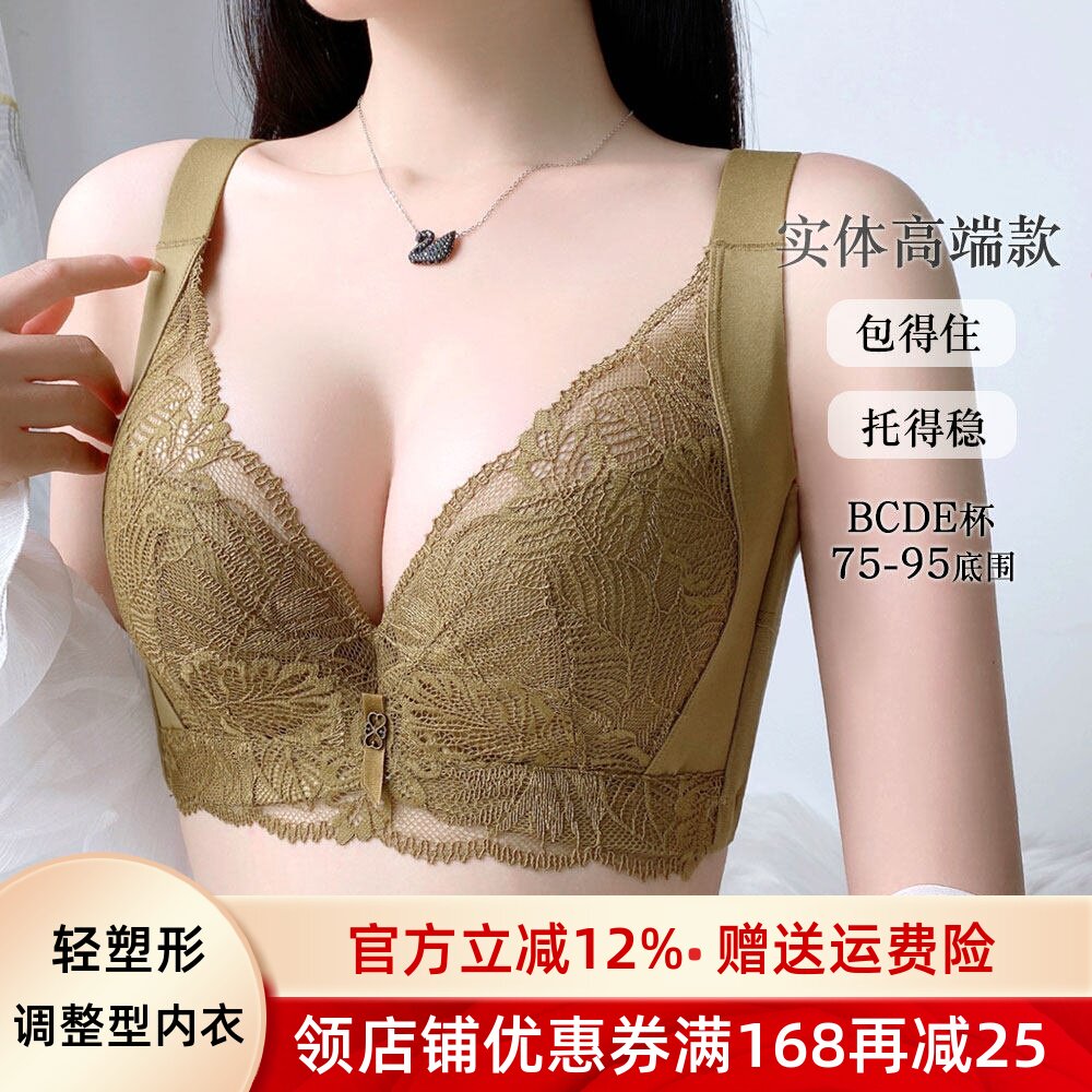 调整型内衣夏季薄款女收副乳防下垂大胸显小文胸上托聚拢提胸胸罩