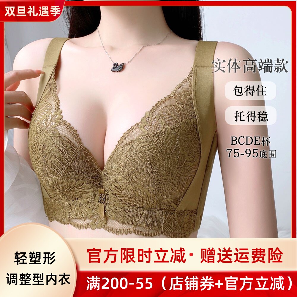 调整型内衣夏季薄款女收副乳防下垂大胸显小文胸上托聚拢提胸胸罩