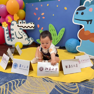 抓周大学用品道具一周岁礼生日布置装饰套装男孩女宝十大名校名牌