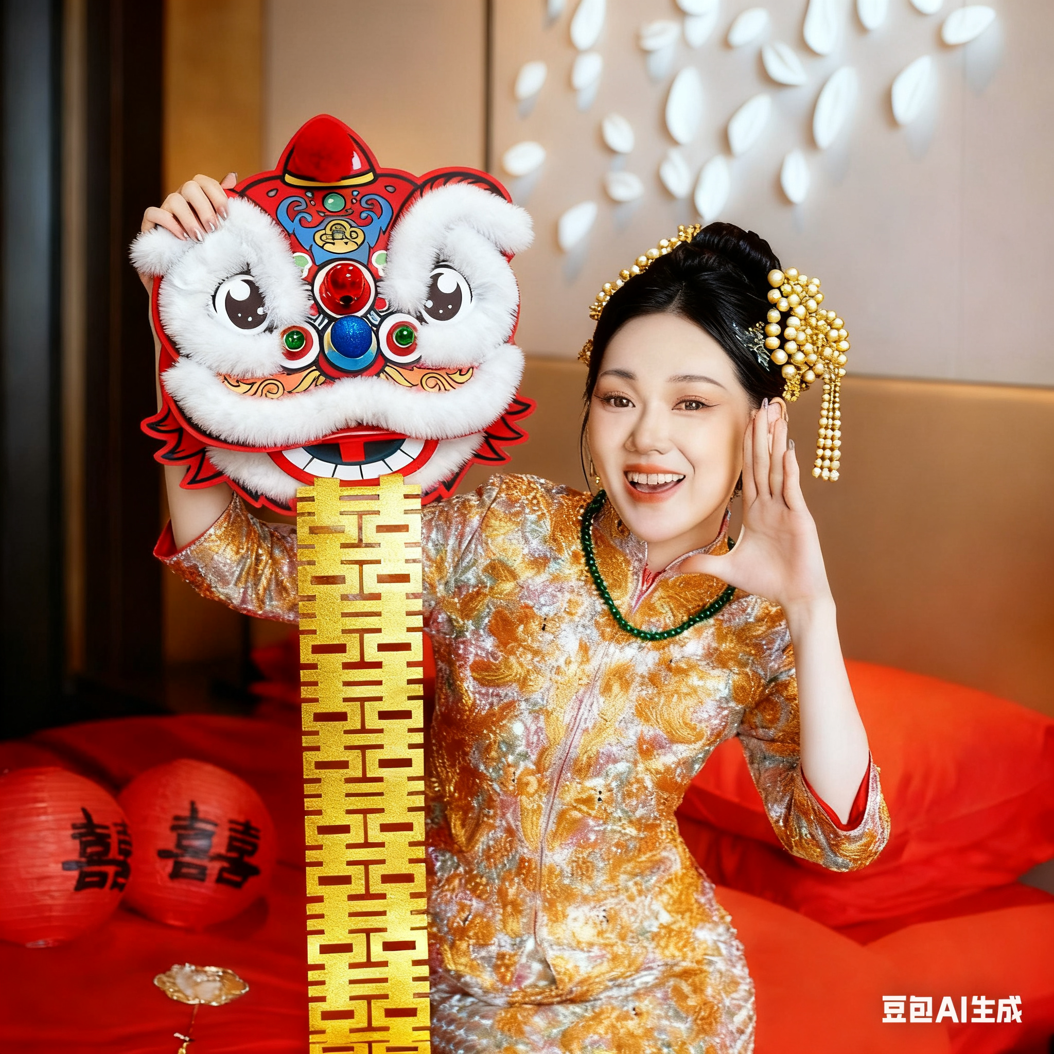 结婚礼新娘晨袍拍照道具醒狮灯笼婚房布置氛围感装饰高级舞龙接亲,节庆用品/礼品,堵门/游戏道具,淘宝优惠券,粉丝福利购,淘宝优惠卷