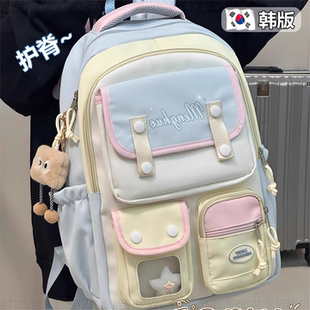 韩版 女小学生 书包初中女生ins小众高颜值减负护脊双肩包2025新款