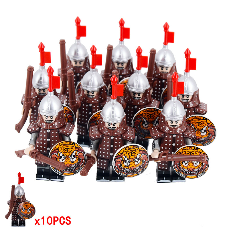 古代士兵军队盾牌武器盔甲明朝明代大明兵团军事战争人仔积木玩具