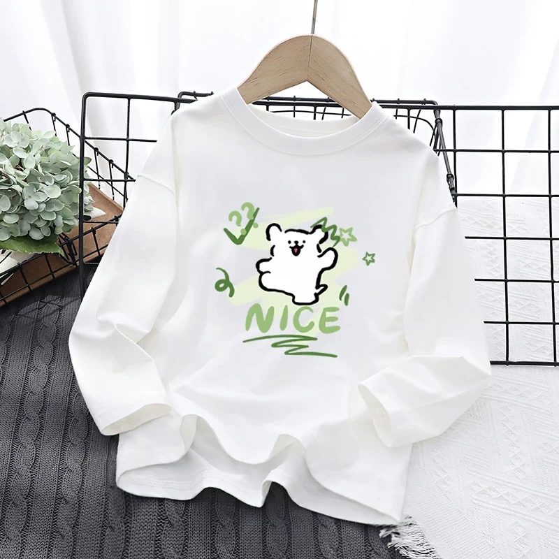 男女童长袖t恤纯棉春秋百搭款2025年中大童内搭可爱小狗打底衫潮