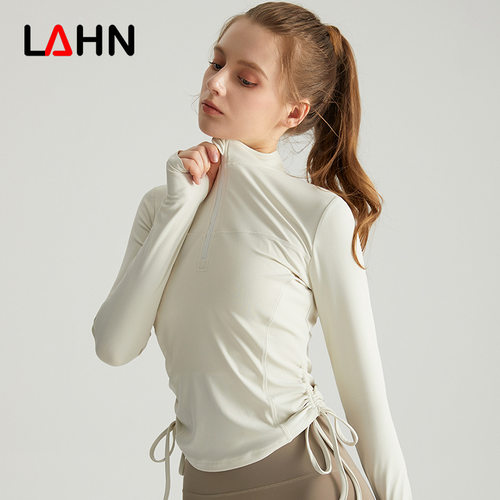LAHN秋冬瑜伽服长袖外套女健身服上衣修身速干立领拉链抽绳运动服
