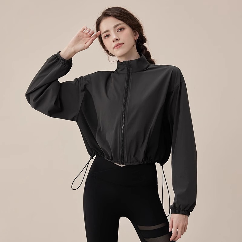 运动外套女秋冬款防风瑜伽服新款保暖健身服上衣跑步套装训练服