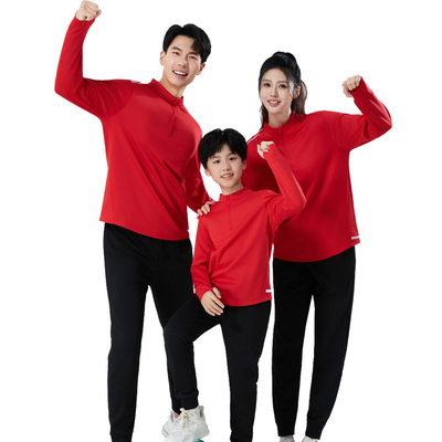 冬男女长袖羽毛球服半拉链训练服