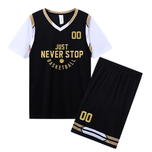 短袖篮球服套装男黑金球衣定制学生比赛训练运动队服女有袖透气夏