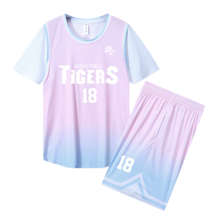 短袖篮球服套装男粉色球衣定制有袖比赛训练队服女假两件透气印号