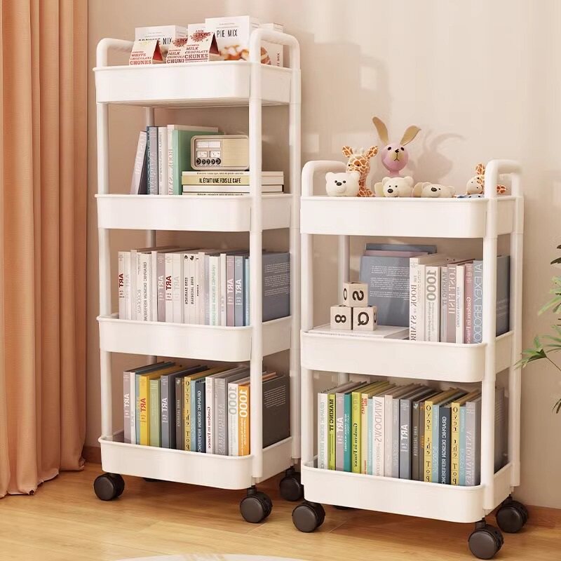 书架小推车置物架书柜带轮落地可移动家用简易多层零食收纳层架客