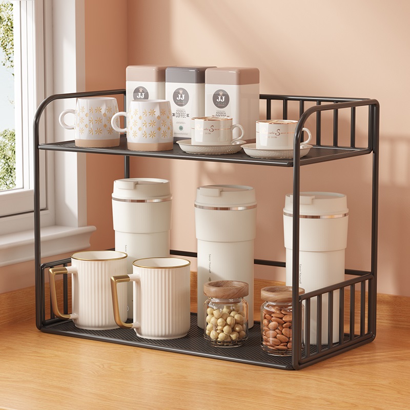 桌面置物架杯架杯子收纳层架水杯架子双层茶水间餐桌茶杯茶具放置