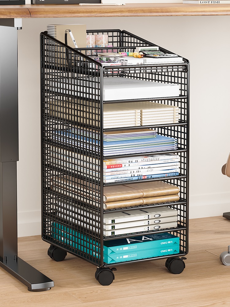 办公室桌下收纳柜落地多层置物架A4纸文件架工位可移动书架小推车