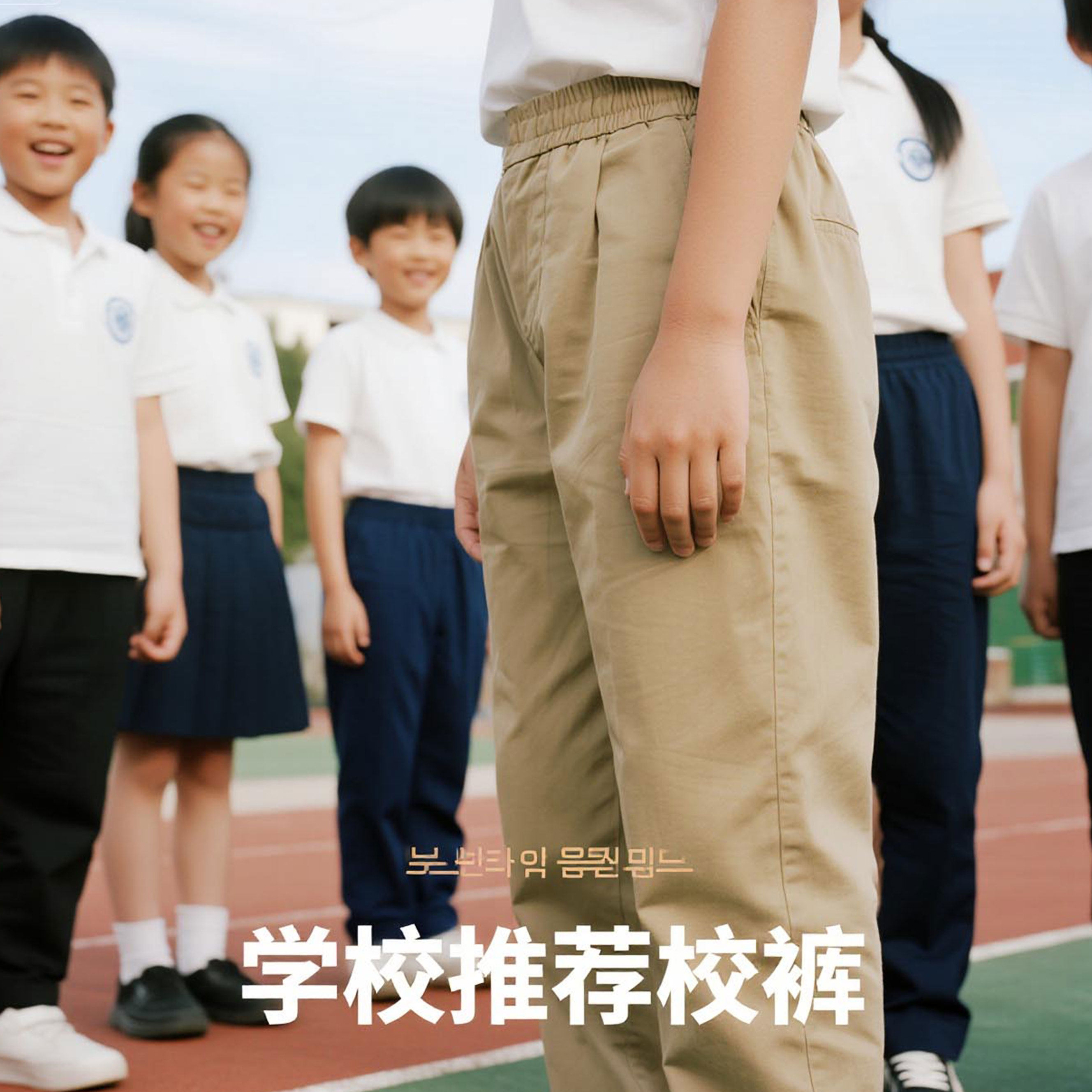卡其色校服裤中小学生休闲长裤女校裤高中生春夏纯棉西裤男运动裤