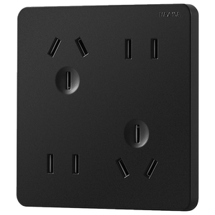 黑色86型一开八孔8孔带开关斜五孔错位五孔5孔六孔十孔四孔面板