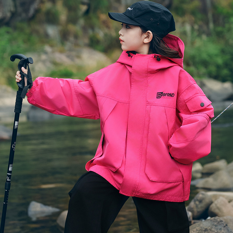 冲锋衣女学生春秋款2025新款韩版三防连帽登山户外服装秋季外套