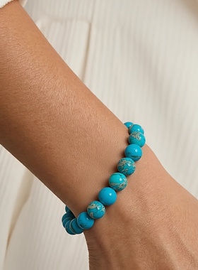 孔雀海蓝帝皇石手串手工定制