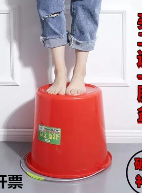 加厚红色喜字桶大小号塑料储水桶家用洗脚洗车清洁洗衣带盖圆提桶