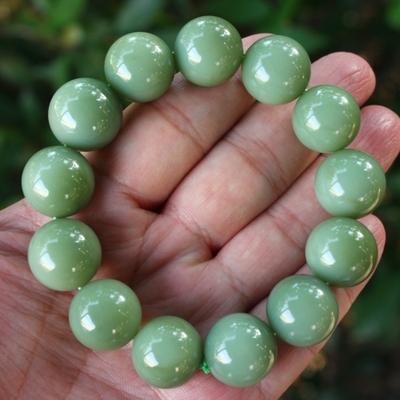 天然新疆和田玉碧玉男士手链手串